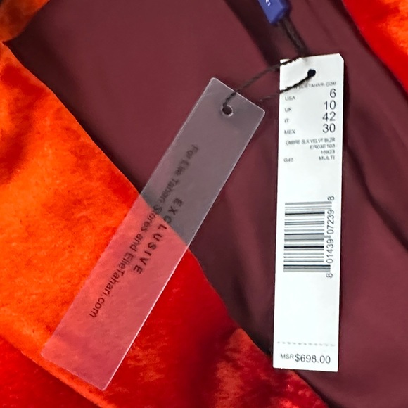 NWT Elie Tahari Ombre Velvet Orange Purple Blazer Size 6 - Picture 13 of 15